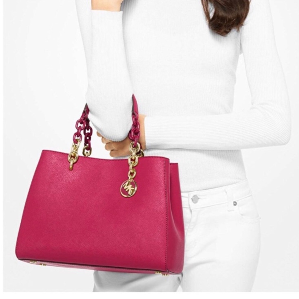 SOLD! Michael Kors Saffiano Red Leather Satchel - Picture 1 of 8